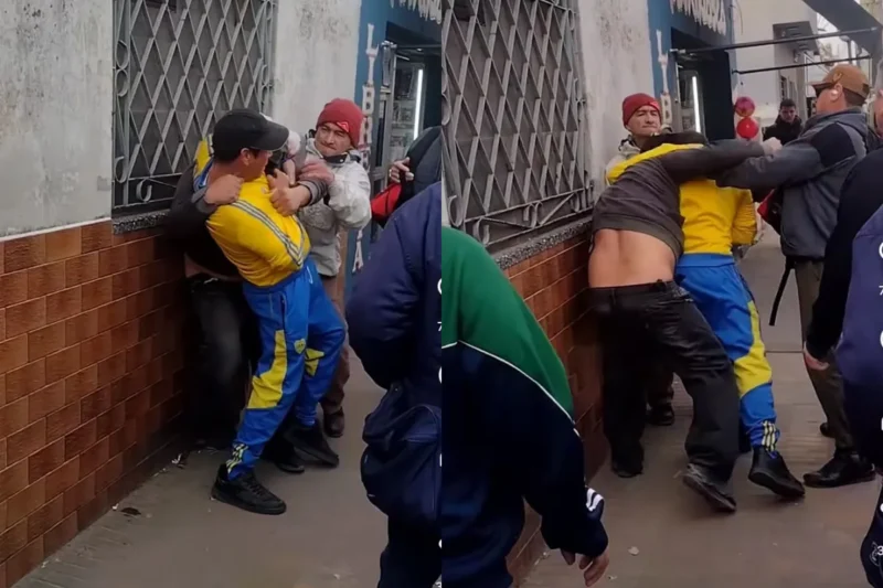 Insólita pelea en Villa Centenario: arrojó piedras contra un colectivo y terminó a los golpes